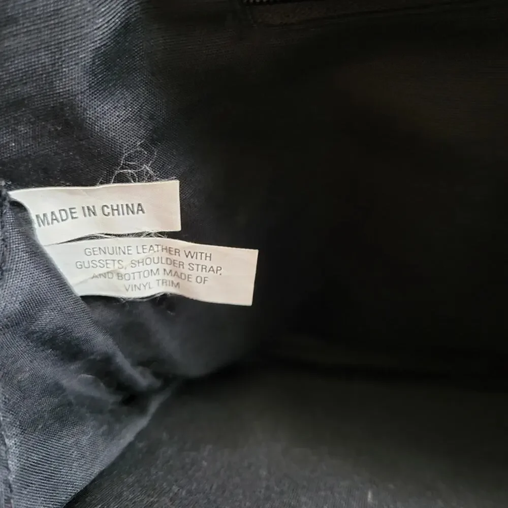 Genuine Black Pebbled Leather Vintage Style Organizer Handbag Multi Pocket‎